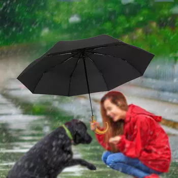 Складной зонт 8 спиц ветрозащитный для активного отдыха кемпинга походов чёрный