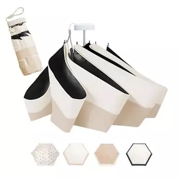 Складной зонт, дизайн 2025 года [сумка с карабином/тонкое хранилище], зонт Подходит как для дождя, так и для яркого солнца, легкий, компактный [полное затемнение на 99,9%]