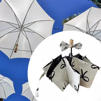 Складной зонт для путешествий на открытом воздухе ветрозащитный подарочный легкий компактный мультяшный зонтик от солнца и дождя Wooden Handle_3 Fold