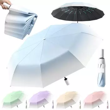 Складной зонт Fugntde One Touch Automatic Складной зонт Parasol Защита от ультрафиолета Блокировка света Складной как для солнечной, так и для дождливой погоды Автоматический фиолетовый