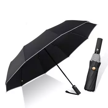 складной зонт hellojoy складной зонт Зонт [новый выпуск 2024 года, очень большой размер, 10 спиц, светоотражающая лента] Автоматическое открытие/закрытие одним нажатием Ветер