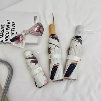 Складной зонт из винила с милым котом, защита от солнца, УФ-излучения, непогоды и дождя, автоматический женский зонт двойного назначения, переносной зонт от солнца