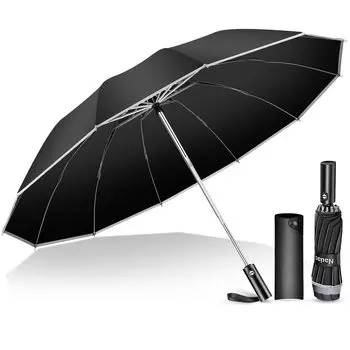 Складной зонт Nadas Extra Large 12 Reverse Folding Автоматический Typhoon Rain Season Water Для солнечной и дождливой погоды UV UV Big Включает хранение чёрный