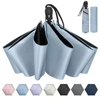 Складной зонт NINEMAX Ultra Automatic UV Light Heat для солнечной и дождливой погоды, чехол для хранения, в комплекте зонт, легкий, открывается/закрывается одним нажатием, светло-синий