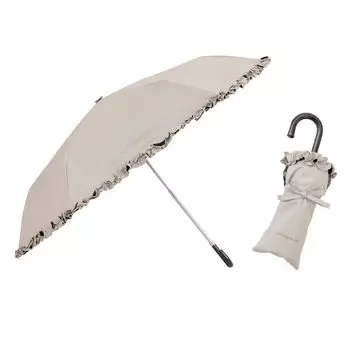 Складной зонт Ogawa Parasol OLIVE des OLIVE с оборками бежевого цвета для солнечной или дождливой погоды, полностью затемняющий, с защитой от ультрафиолета и защитой от тепла 70991 для женщин бежевый