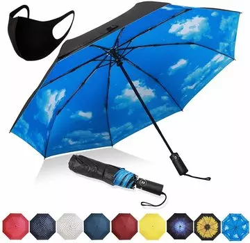 Складной зонт One Touch Automatic, супер сильный ветер, подходит как для солнечной, так и для дождливой погоды, тайфуна, сезона дождей, УФ-складной чехол для хранения, в комплекте зонт,