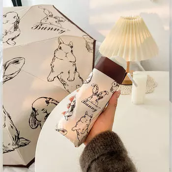 Складной зонт от солнца и дождя милый кролик водонепроницаемый портативный практичный для кошелька