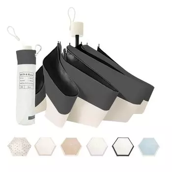 Складной зонт, полностью затемняющий, складной зонт x чехол с крючком, зонтик от солнца и ветра, складной зонт с защитой от ультрафиолета UPF, небольшой чехол для хранения