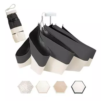 [Складной зонт, предвещающий весну 2025 года x сумка с крючком] Зонт для дождя и солнца, легкий, компактный [99,9% полного затемнения] Складной