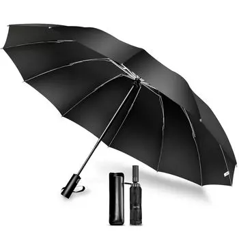 Складной зонт, прочный, большой, автоматический, супер, водный, ветер, обратный, складной, УФ, подходит для солнечной и дождливой погоды, сильного дождя, тайфуна, чехол для хранения чёрный