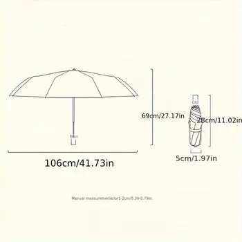 Складной зонт с 12 спицами, большой, ветрозащитный и водонепроницаемый, усиленный тент от дождя из эпонжа 170T, резиновая ручка, железные спицы