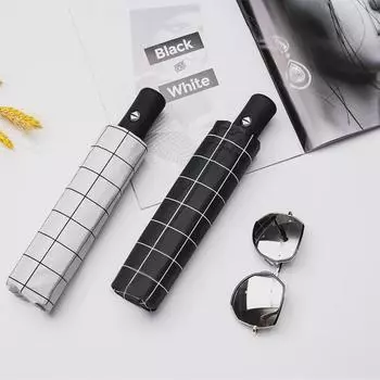 Складной зонт с защитой от ультрафиолета Lattice - идеально подходит для солнца и дождя, черный с логотипом