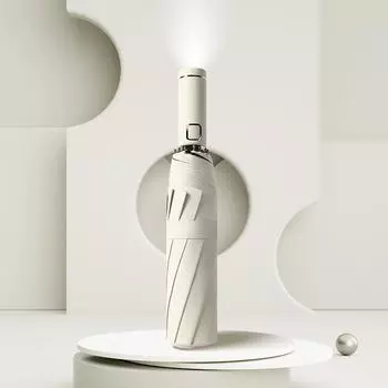 Складной зонт со светодиодной подсветкой, 10 костяных рамок, интеллектуальный открывающийся и закрывающийся зонт от дождя или блеска, УФ-зонт, мужские и женские зонты белый