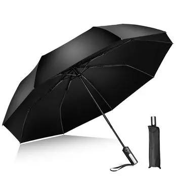 Складной зонт super 210T с автоматическим стекловолокном, наружная часть super 210T 8, подходит как для солнечного, так и для дождливого сезона, с УФ-излучением, с чехлом для хранения тепла, черный зонт, чёрный