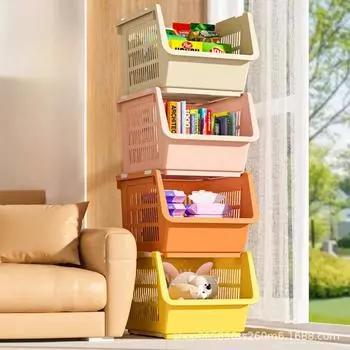 Складные корзины для хранения овощей, бытовая стойка для хранения закусок и игрушек, многоуровневая напольная многофункциональная корзина для ванной комнаты синий