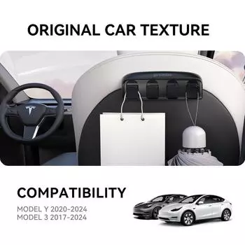 Складные крючки для автомобильных сидений YZ для Tesla Model 3 Y Highland 2020-2025 4 в 1 Скрытая вешалка для спинки автомобильного сиденья Аксессуары для салона автомобиля