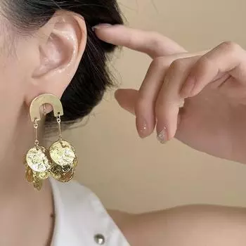 Складные круглые серьги в стиле ретро, длинные, противомоскитные спирали, без пирсинга, клипсы для ушей, золотистые