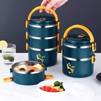 Складные ланч-боксы, герметичные, из нержавеющей стали, термобоксы с ланч-боксами с сумкой для студентов и офисных работников