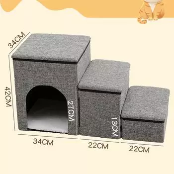 Складные лестницы для домашних животных с ящиком для хранения, нескользящие накладки, высокие кровати, пандус для собак и щенков, лестницы для собак для путешествий в помещении и на улице, ступеньки для собак и кошек серый