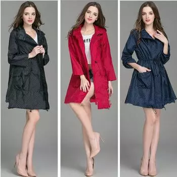 Складные манжеты Laydies Dress Style Fashion Women Водонепроницаемая дождевик Ветрозащитный с HatLeg Rain Coat Plus Size One Size красный