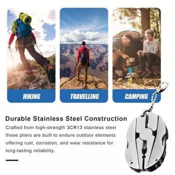 Складные многофункциональные плоскогубцы из нержавеющей стали. Прочные металлические универсальные карманные плоскогубцы для инструментов. Портативные складные для рыбалки на открытом воздухе, кемпинга, пешего туризма. серебряный