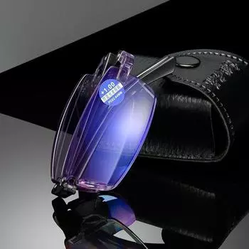 Складные очки для чтения без оправы с бриллиантовой оправой в коробке для мужчин и женщин, очки с защитой от синего света, очки для дальнего зрения, диоптрии от +1,0 до +4,0 3