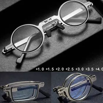 Складные очки для чтения, блокирующие синий свет, очки для чтения, металлические очки Round 1.0