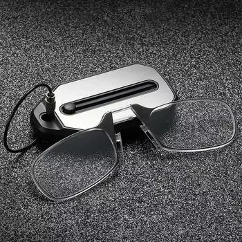 Складные очки для чтения для мужчин и женщин без ножек для очков, брелок и ридеры, прямоугольные очки для чтения +1 чёрный