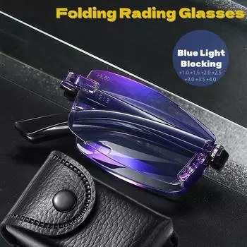 Складные очки для чтения для мужчин и женщин с ромбовидной огранкой, синий свет, блокирующие очки без оправы, очки для дальнего зрения, диоптрии от +1,0 до +4,0 3