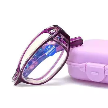 Складные очки для чтения для женщин и мужчин с футляром, элегантные винтажные компьютерные очки с принтом, защита от радиации +4.00 красный