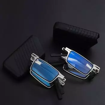 Складные очки для чтения, очки для дальнозоркости с футляром для очков, очки против синего света, очки для пресбиопии 250 серебряный