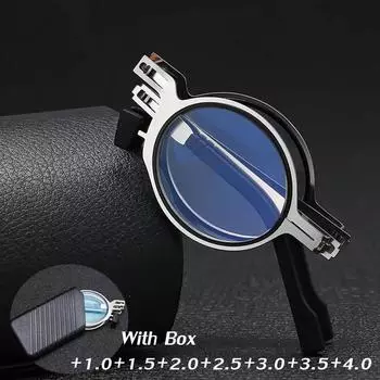 Складные очки для чтения с коробкой, мужские антисиние легкие металлические круглые квадратные очки, очки для пресбиопии, оправа для очков от +1,0 до +4,0 3