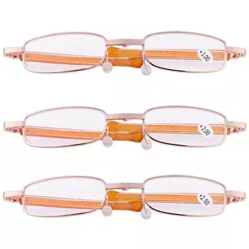 Складные очки для чтения с зажимом для женщин, унисекс, мужская оправа, золото + 1,0 ~ + 4,0, уникальный алюминий +4.0