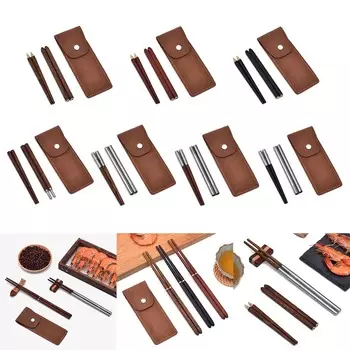 Складные палочки для еды с футляром для хранения. Удобные для переноски съемные палочки для еды. Практичная посуда для обедов на открытом воздухе. A01