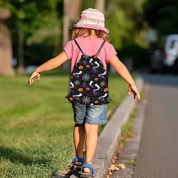 Складные рюкзаки для Хэллоуина, переносная сумка на завязках, прочный спортивный мешок для спортзала Drawstring Backpack