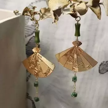 Складные серьги-веера ручной работы в китайском стиле с длинными кисточками для женщин ear hooks