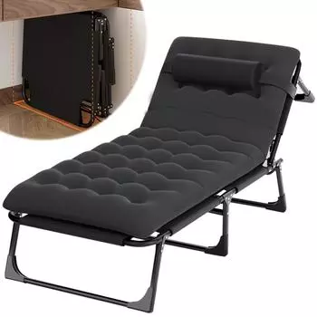 Складные шезлонги, подушки для скамейки, хлопковые подушки для сада, кемпинга, уличного стула, шезлонгов, дорожных кроватей для взрослых чёрный