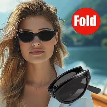 Складные солнцезащитные очки, модные легкие солнцезащитные очки для женщин, портативные солнцезащитные очки «кошачий глаз»