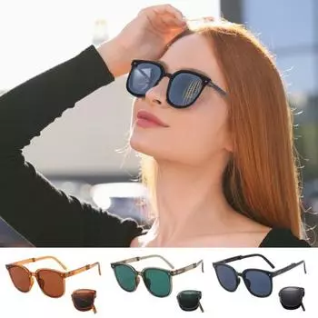 Складные солнцезащитные очки, устойчивые к ультрафиолетовому излучению, легкие, противоскользящие, портативные, для путешествий, для мужчин, женщин, для взрослых, складные очки, модные аксессуары чёрный