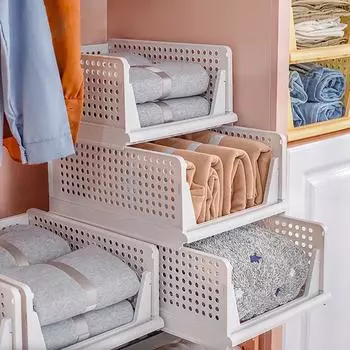 Складные стеллажи для хранения в гардеробе, многослойные органайзеры для шкафов и ящиков, органайзеры для хранения одежды в общежитии 34*43*19cm белый