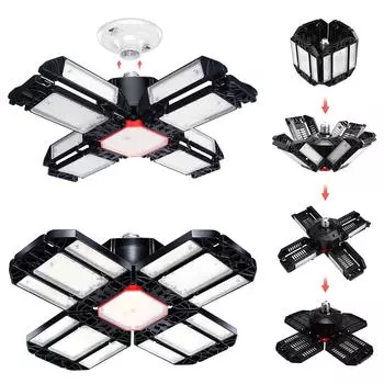 Складные светодиодные лампы E27, светильник для гаража, регулируемый многопанельный светильник для рынка, магазина, потолочный светильник для мастерской, склада, промышленного освещения 3 Adjustable Panel