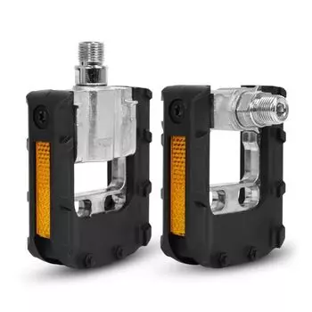 Складные велосипедные педали со светоотражающими полосами. Универсальные нескользящие велосипеды. Широкая плоская поверхность чёрный