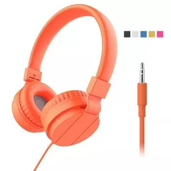 Складные выдвижные одноцветные проводные наушники с тяжелыми басами, музыкальная игровая гарнитура чёрный