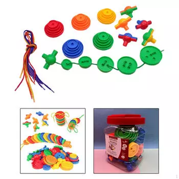 Складывание кнопок Высокие строительные блоки Сборка Нанизывание Играй и учись Складывание