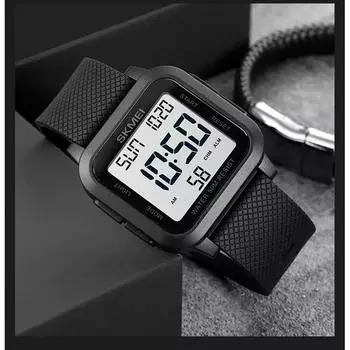 SKM унисекс квадратные высококачественные модные электронные наручные часы с уретановым ремешком, популярные корейские часы