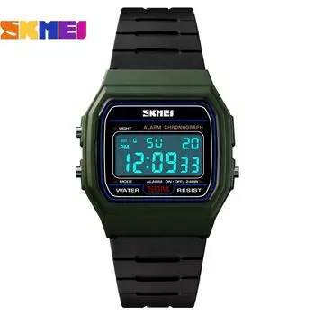 SKMEI 1412 Мужские аналоговые цифровые часы Модные повседневные спортивные наручные часы Дисплей времени Будильник 5ATM Army green