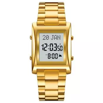 SKMEI 1815 Мусульманские цифровые часы для молитвы Кибла Компас Календарь Хиджры Коран Закладка Город коричневый