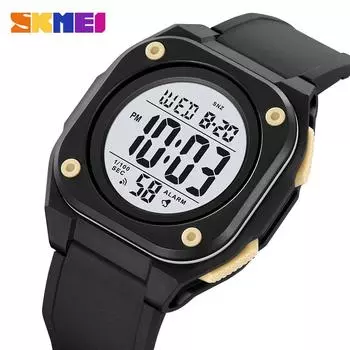 SKMEI 2160 Мужские 50M Водонепроницаемые хронографы с обратным отсчетом Мужские часы с большим циферблатом Спортивные мужские часы 2 Time LED Цифровые наручные часы