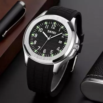 SKMEI 9286 Нейтральные часы 30 м Водонепроницаемые Светящиеся весы Модные спортивные кварцевые часы чёрный