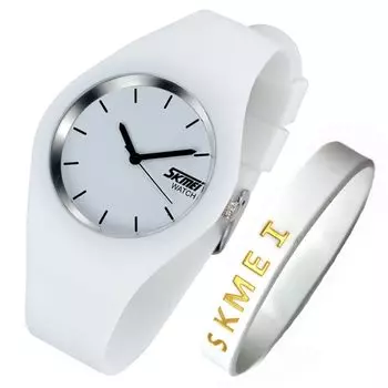 SKMEI Arm High School Student White Watch for Women Женские часы, водонепроницаемые, спортивные, силиконовые, милые, студенческие, простые, часы, женские часы,
